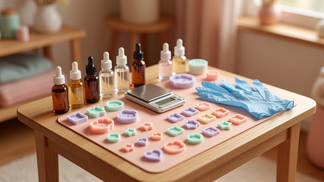 a small home craft table set up for epoxy resin work